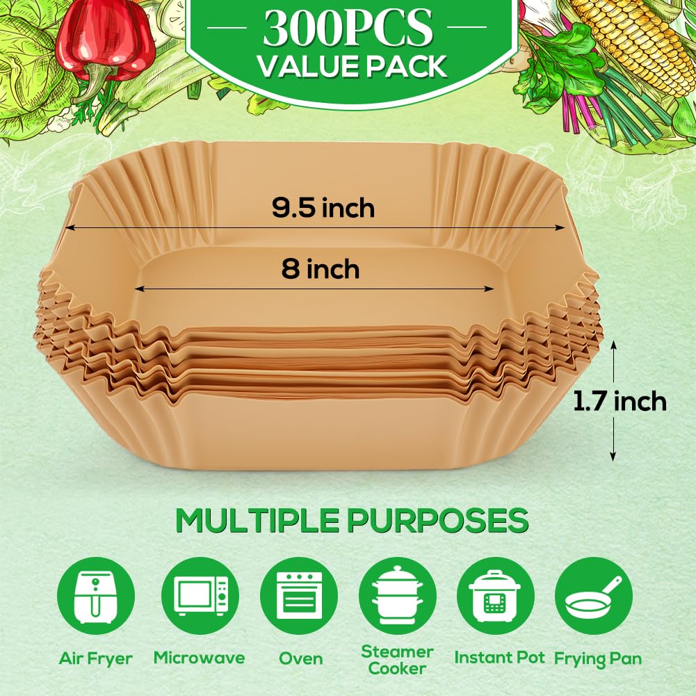 BYKITCHEN 8inch square liners ready for square-basket air fryer use