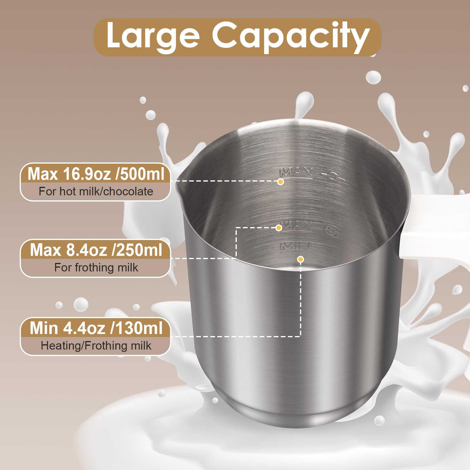 ByNaRIX Milk Frother with magnetic rotation for smooth froth