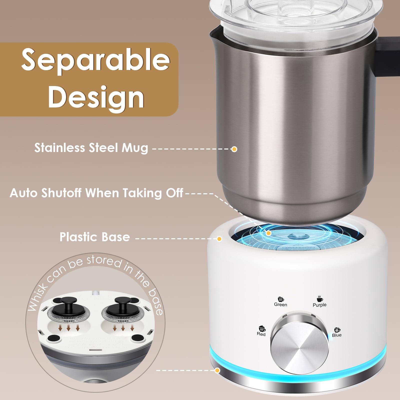 ByNaRIX Milk Frother 4 modes for hot and cold foam