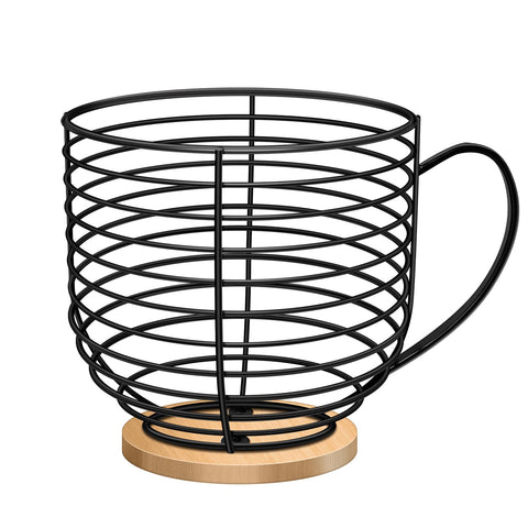 BYTEAIDREX coffee pod holder on counter with wooden base, spacious weekly pod storage.