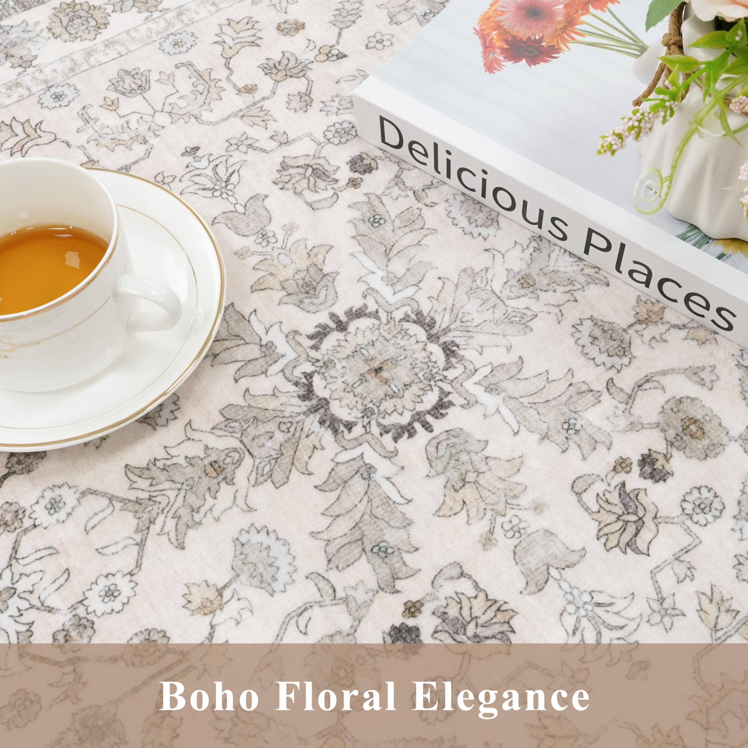 BYYVOO beige indoor mat adds style while withstanding daily wear.