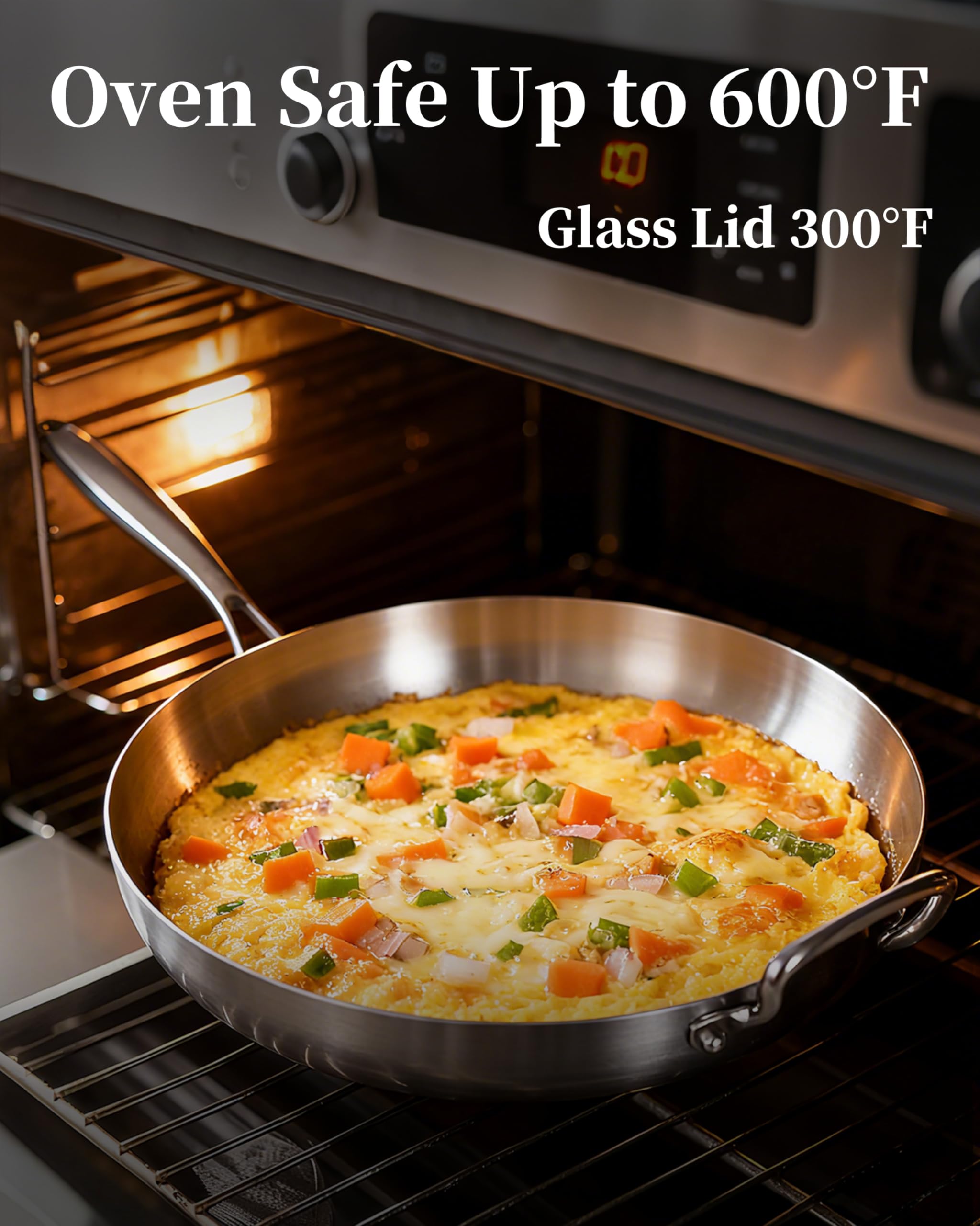 Bzayeat tri-ply interior reveals a non-reactive surface for versatile cooking.