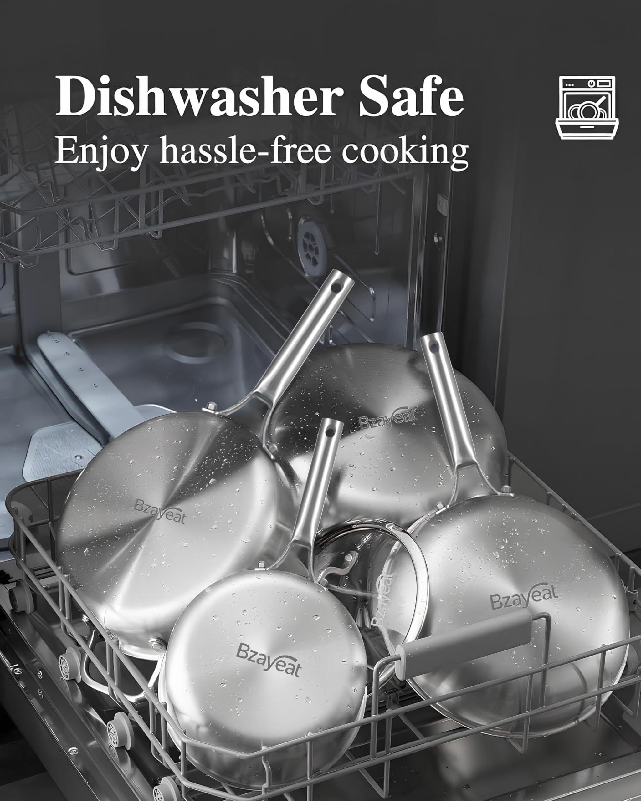 Bzayeat pan is oven-safe up to 600°F for finishing dishes.