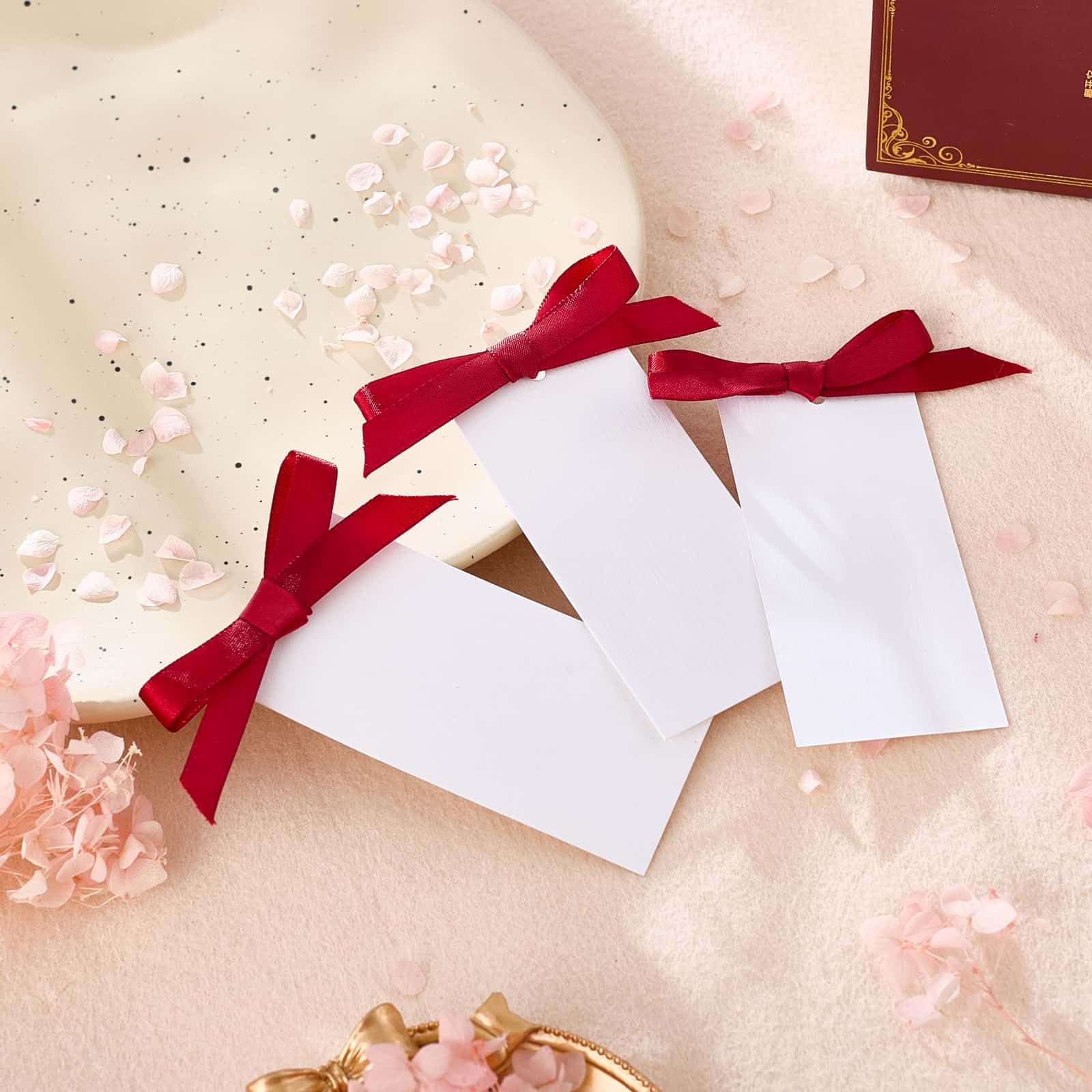 BZQCRT blank name cards with attached ribbons for 60 pcs