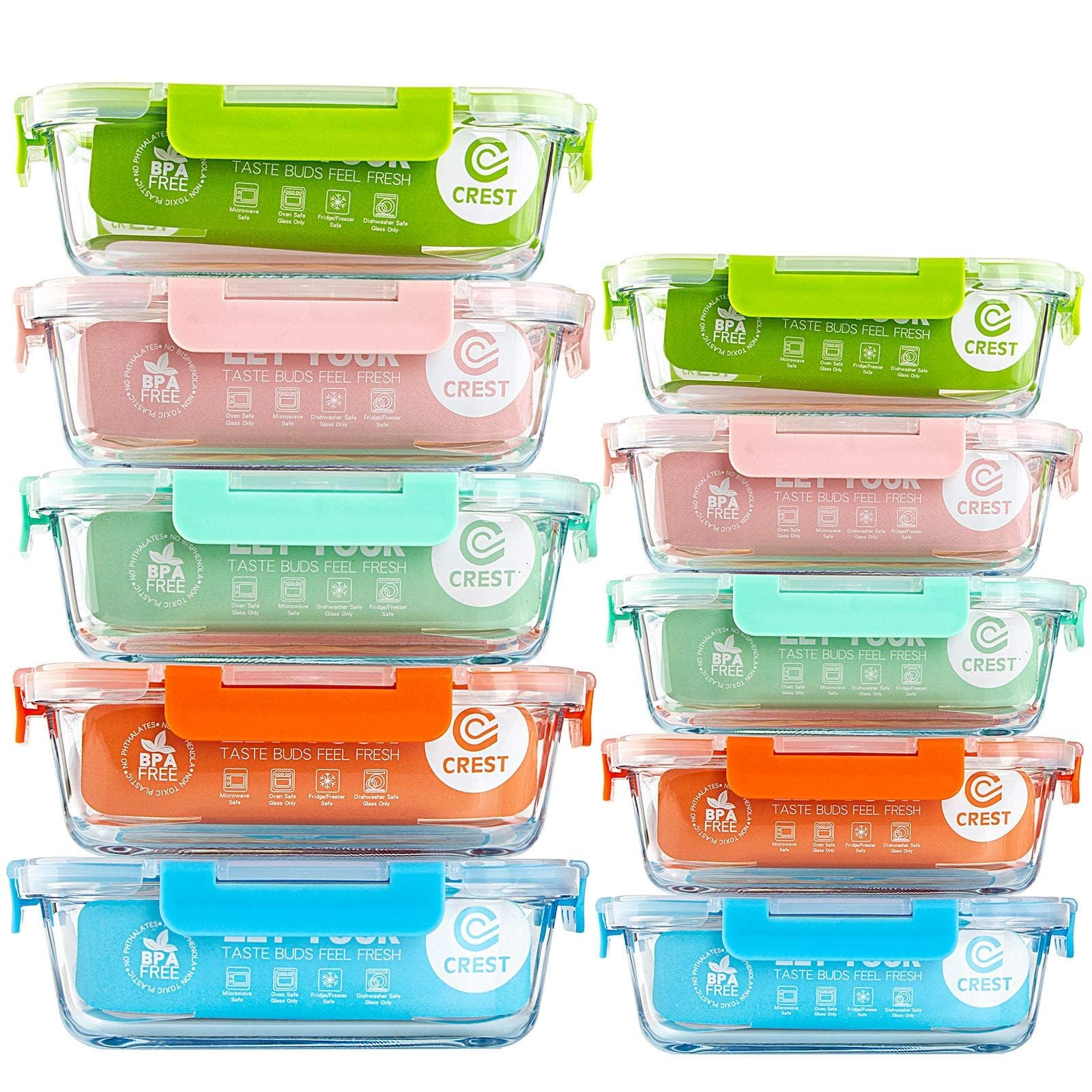 C CREST glass storage container close-up highlighting durable borosilicate glass for meal prep.