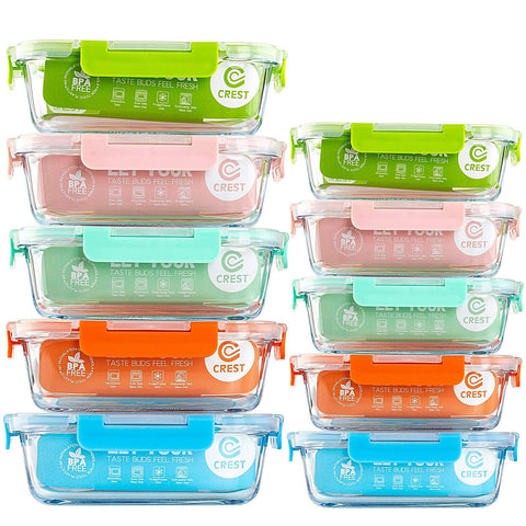 C CREST glass storage container close-up highlighting durable borosilicate glass for meal prep.