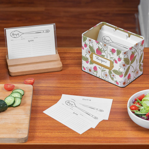 Cabbrix recipe box lid with card and phone holder for hands-free cooking