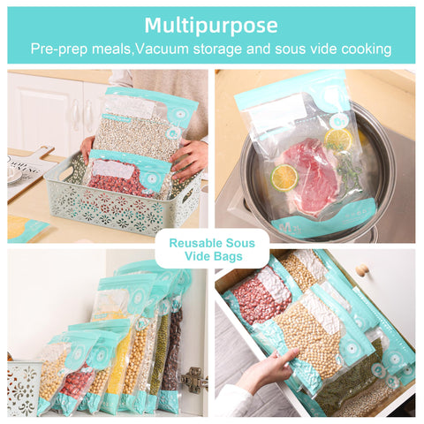 CABIBOX 20pcs reusable bags laid out for organized fridge storage and freshness.