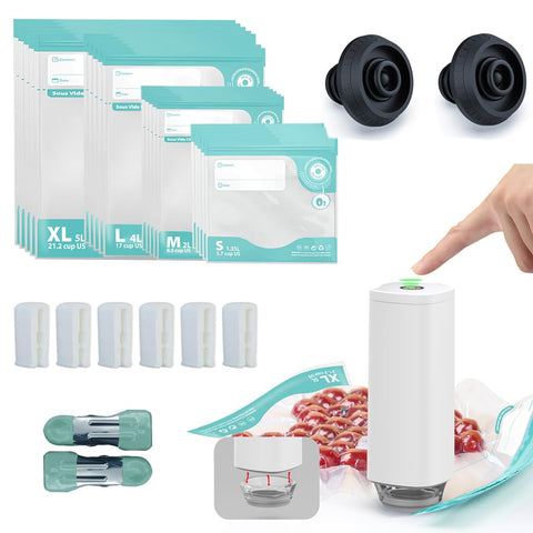 CABIBOX 31pcs vacuum sealer handheld in use for fast, portable sealing.