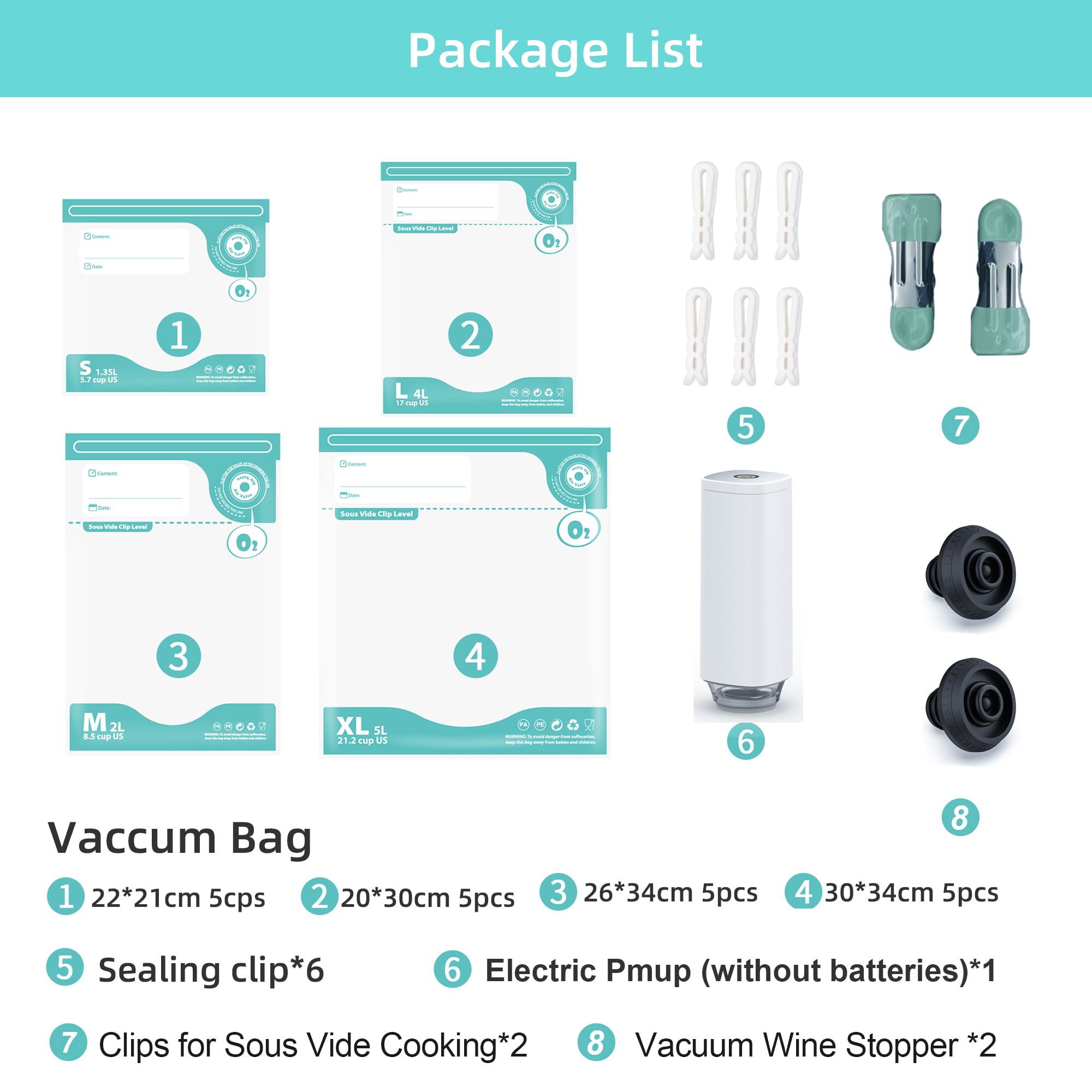 CABIBOX four sealing clips securing bags for strong, leak-proof seals.