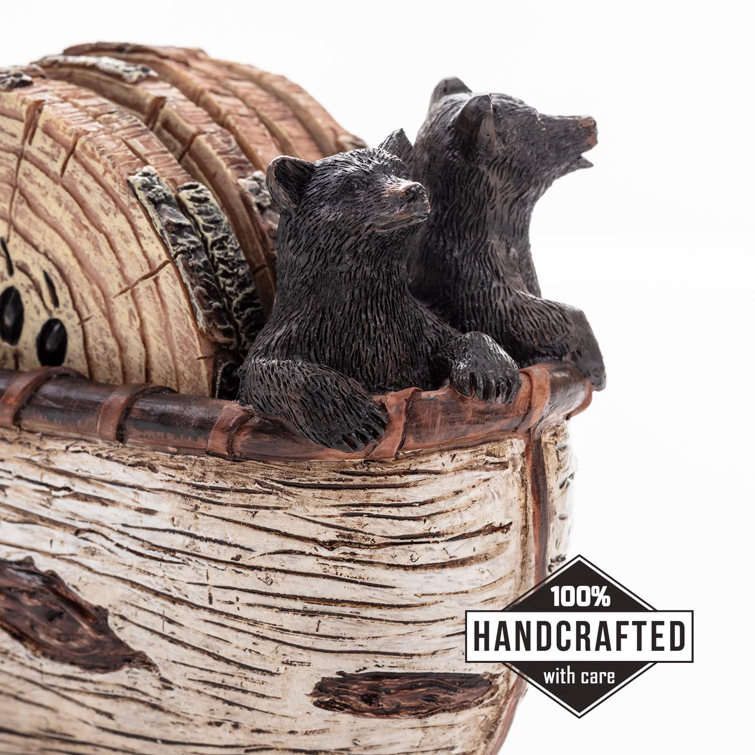 Cabin Obsession handcrafted resin bear coasters show durability and decorative value on tabletops.