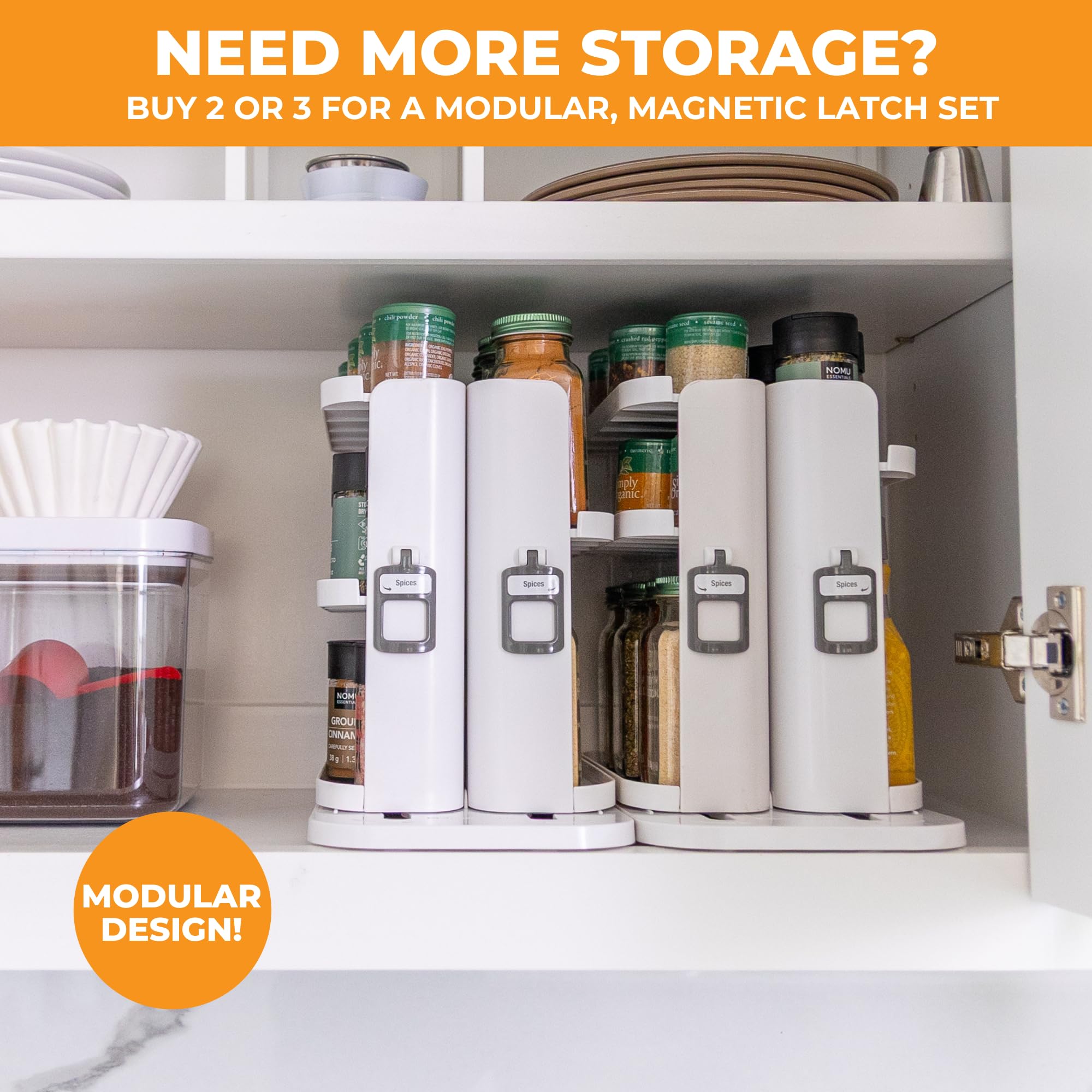 Cabinet Caddy SNAP! compact design fits small cabinets.