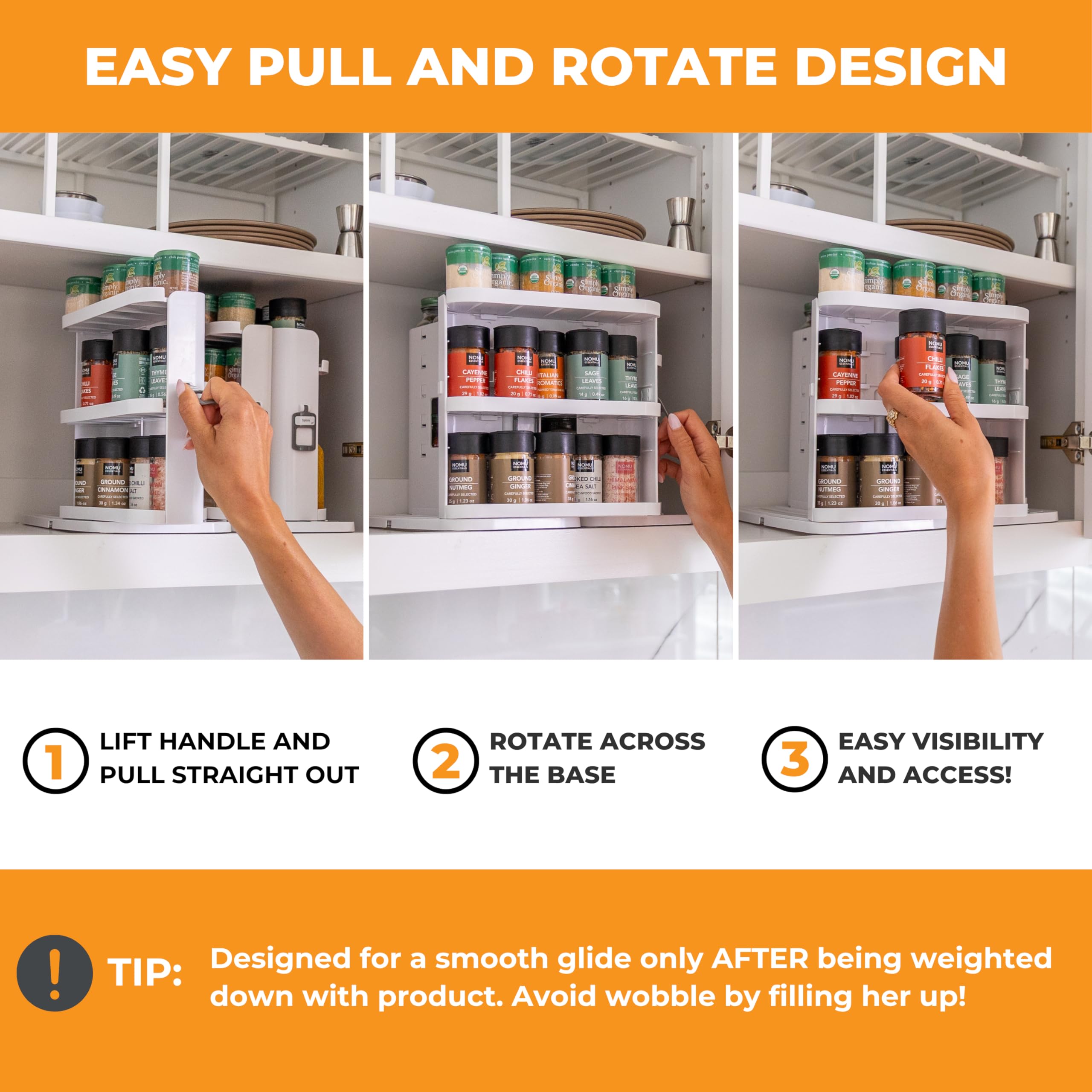 Cabinet Caddy SNAP! magnetic base joining units for expanded storage.