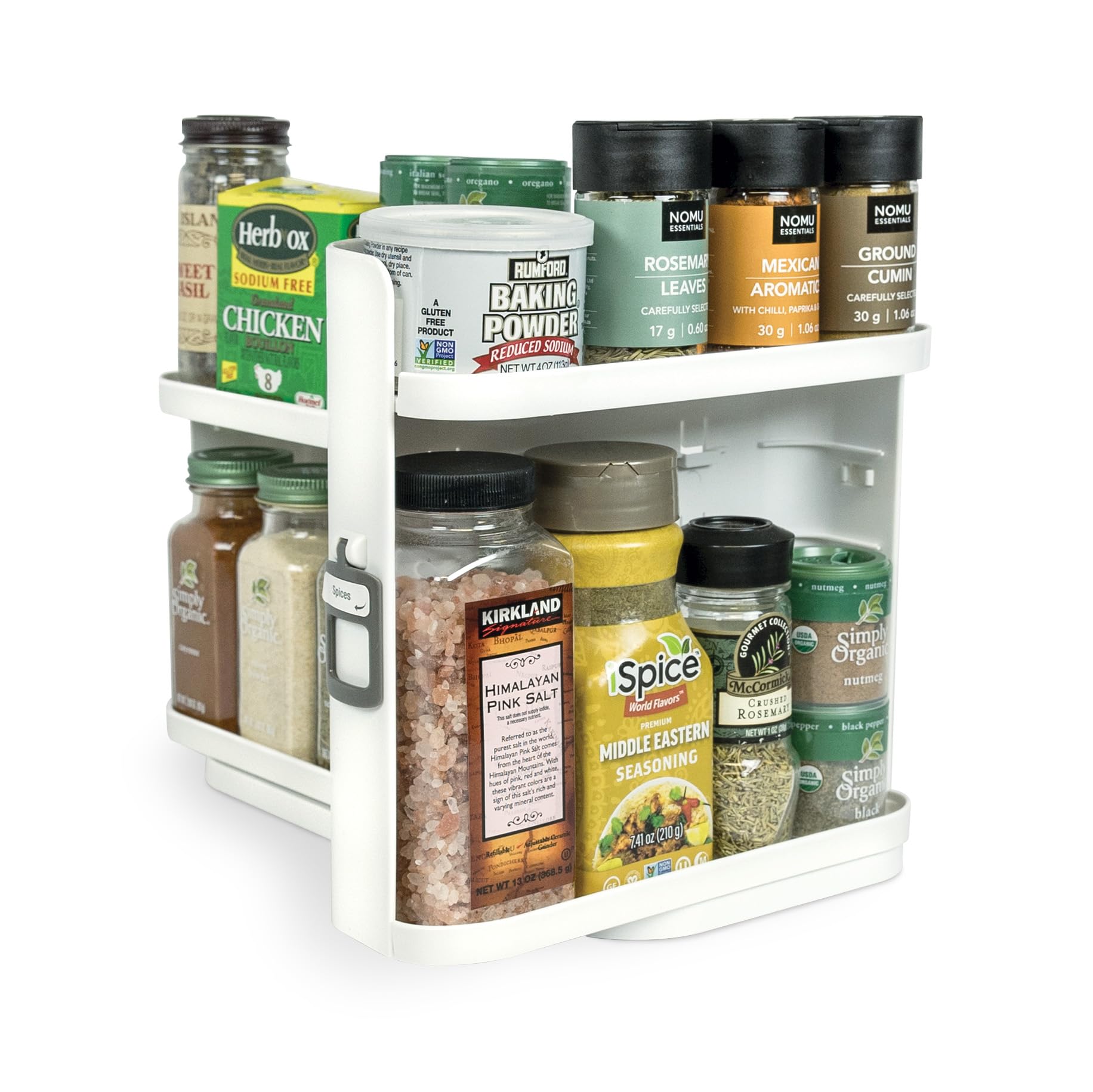 Cabinet Caddy SNAP! spice rack in cabinet for tidy spice storage.