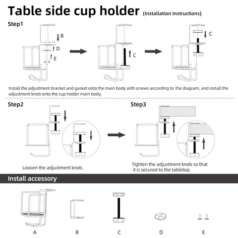 CABTE fits 18-40 oz cups under 3.54 inches diameter on desk.