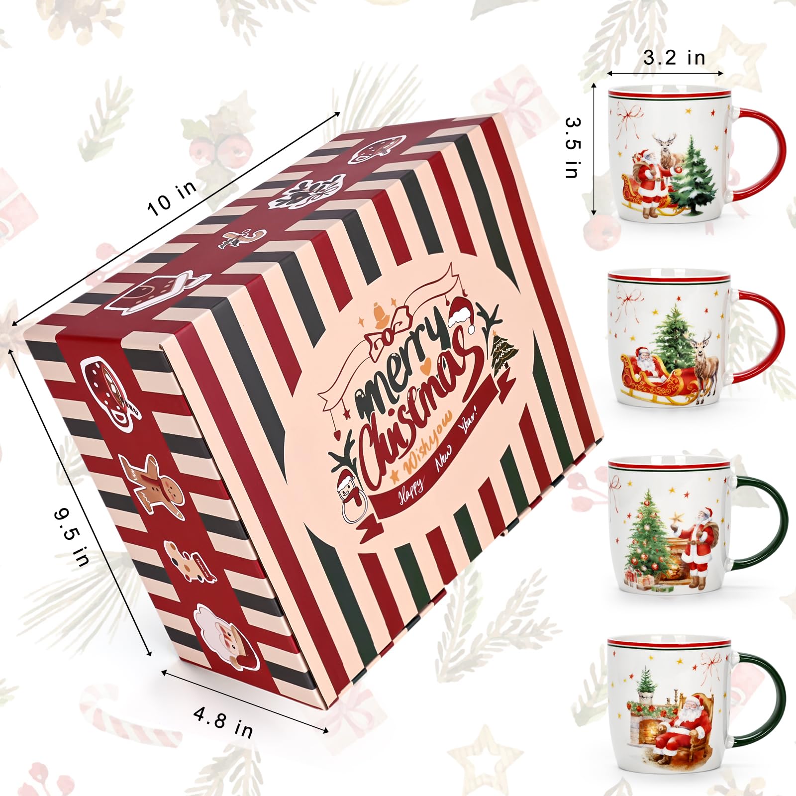 Cabtnca Christmas mugs 11oz capacity ideal for coffee tea or cocoa.