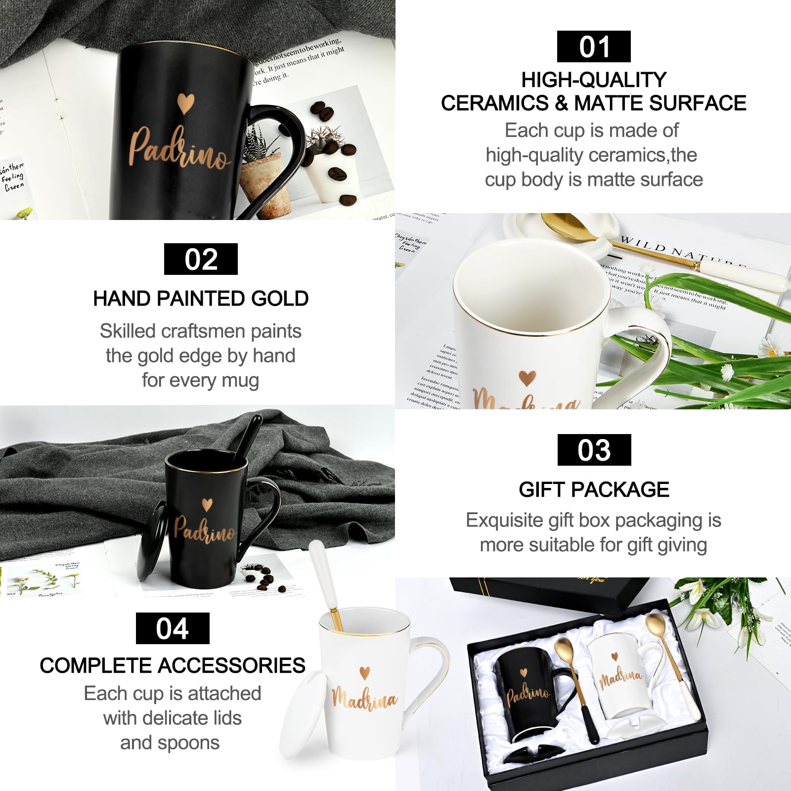 Cabtnca mugs with gold trim for elegant touch