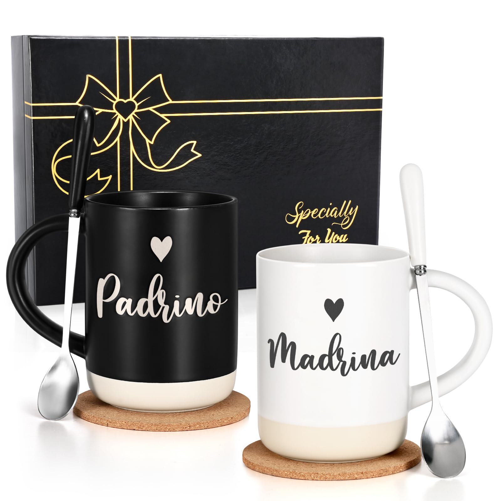 Cabtnca Madrina mug front view with raised lettering, ideal for a godmother gift.