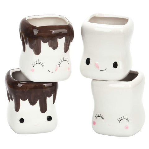 Cabtnca marshmallow mug face 1: cozy 5oz mug with a playful smile for hot chocolate