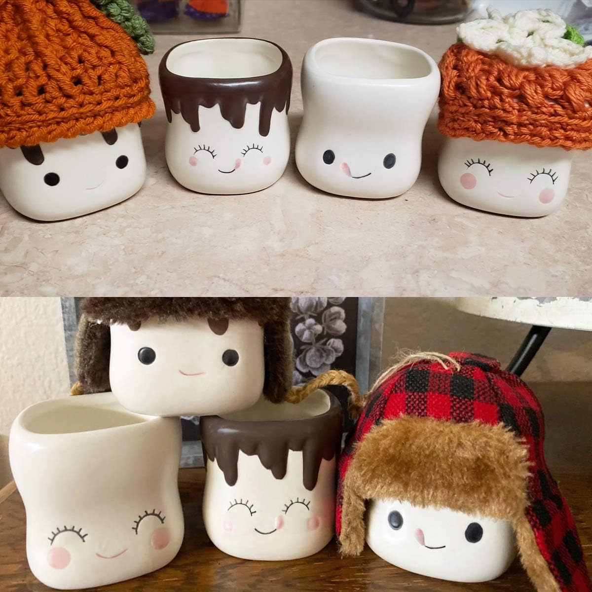 Cabtnca marshmallow mug face 2: cheerful expression enhances festive drinks for kids and family