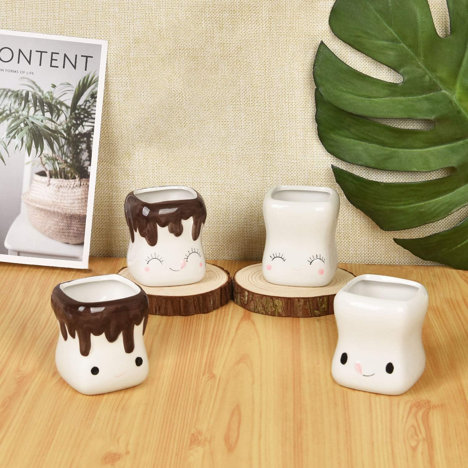 Cabtnca marshmallow mug face 3: cute ceramic cup ideal for festive hot cocoa
