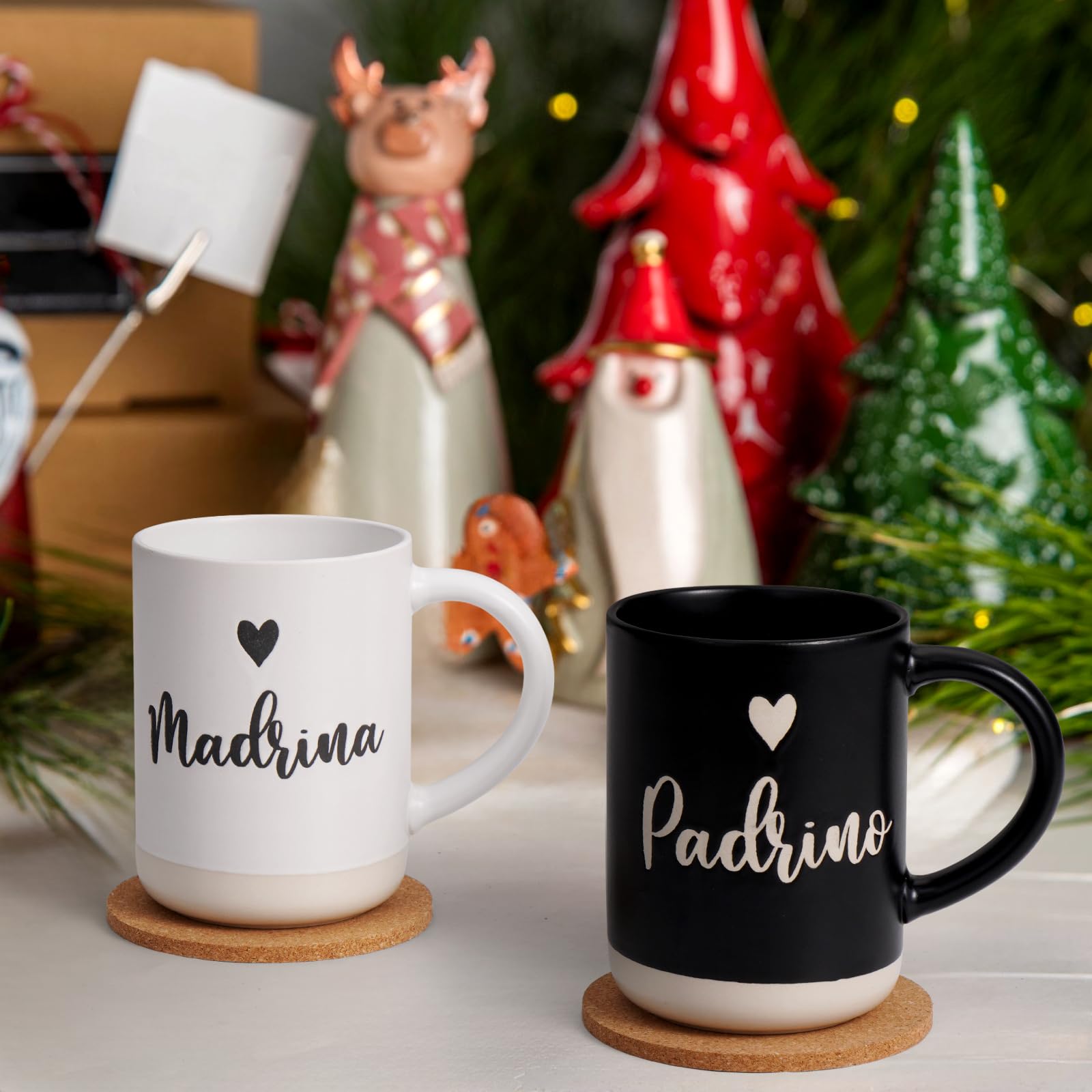 Cabtnca Padrinos mug front view shows raised lettering, a stylish godfather gift.