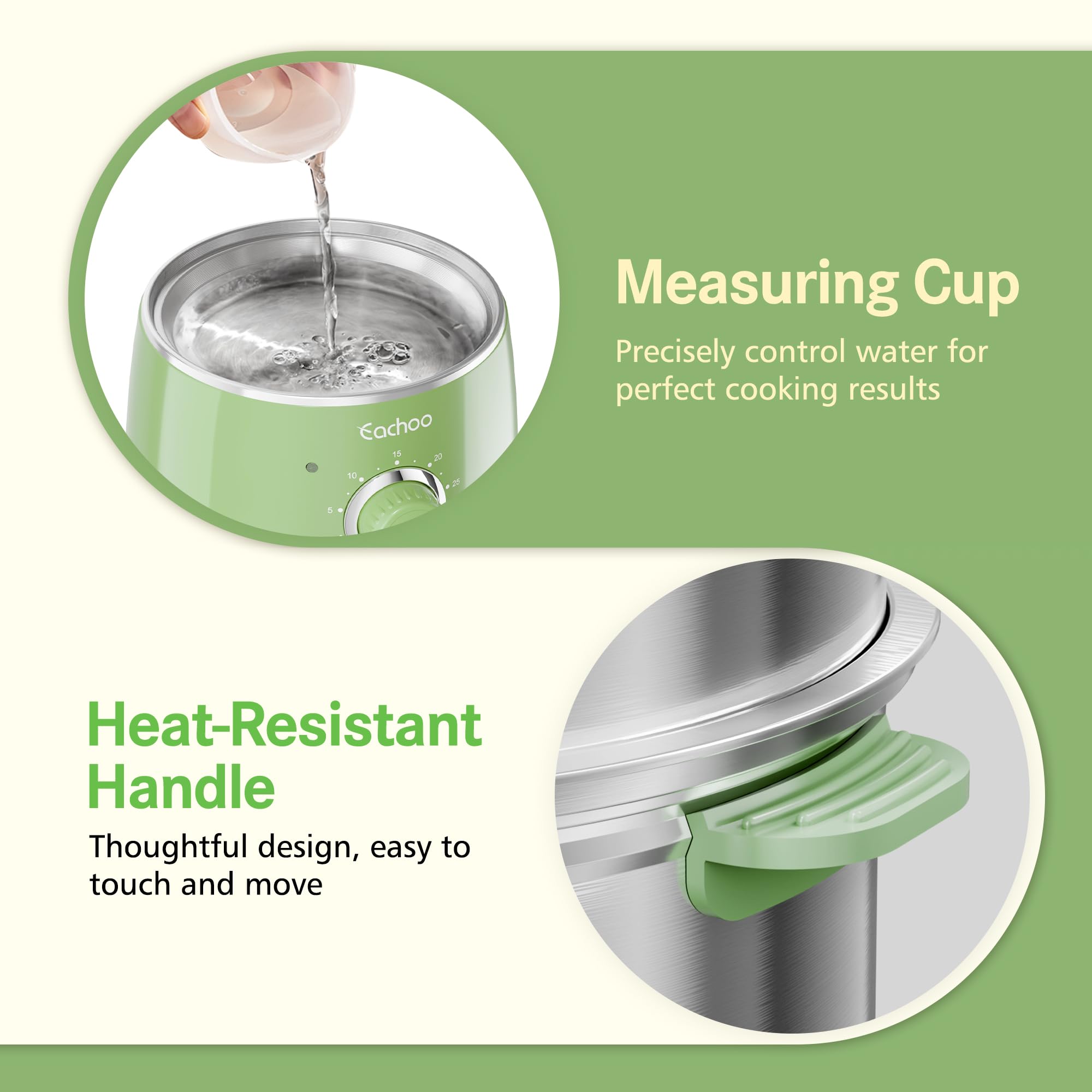 CACHOO 14-Egg Cooker auto shut-off 30 minute feature enables hands-free cooking