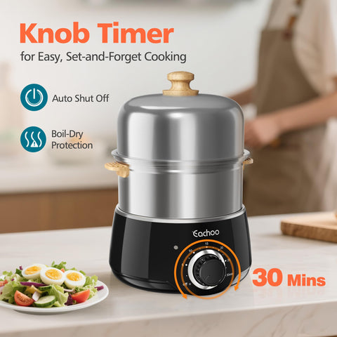 CACHOO egg cooker auto shut-off for safety and convenience.