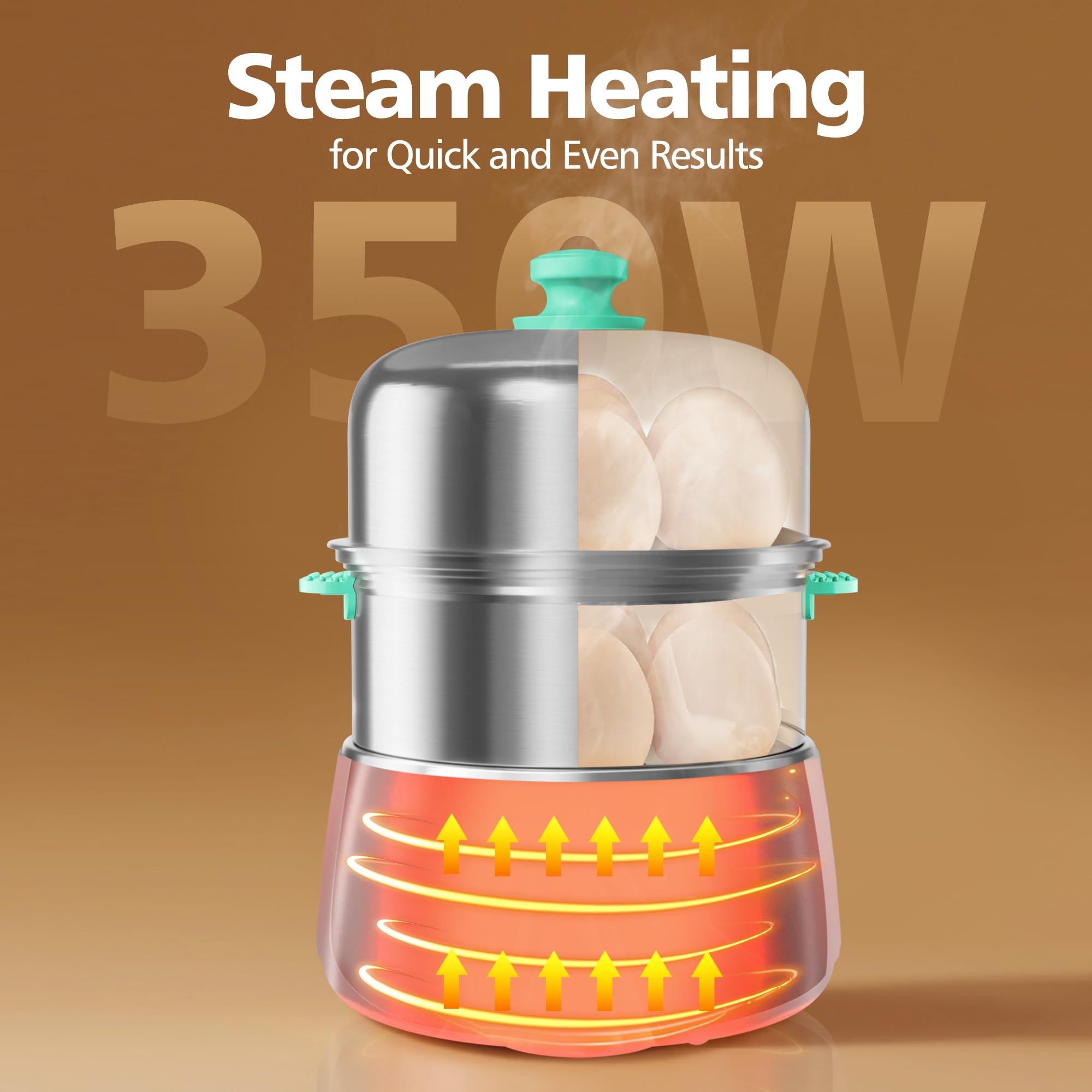 CACHOO egg cooker open lid with steam for fresh results.