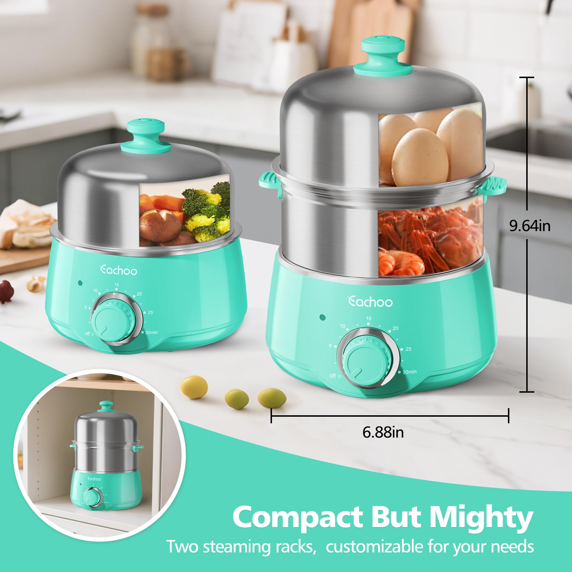 CACHOO stainless steel body highlights durable, easy-to-clean construction.