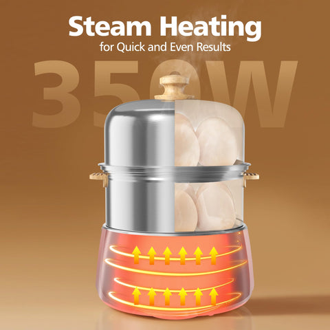 CACHOO egg cooker stainless-steel body for durable, easy cleaning.