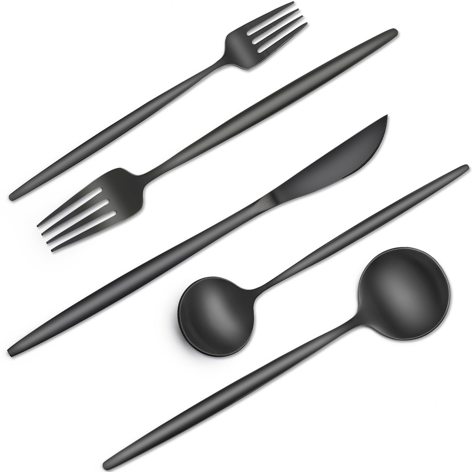 CACOLES 40-piece black silverware set with dinner forks for everyday elegance
