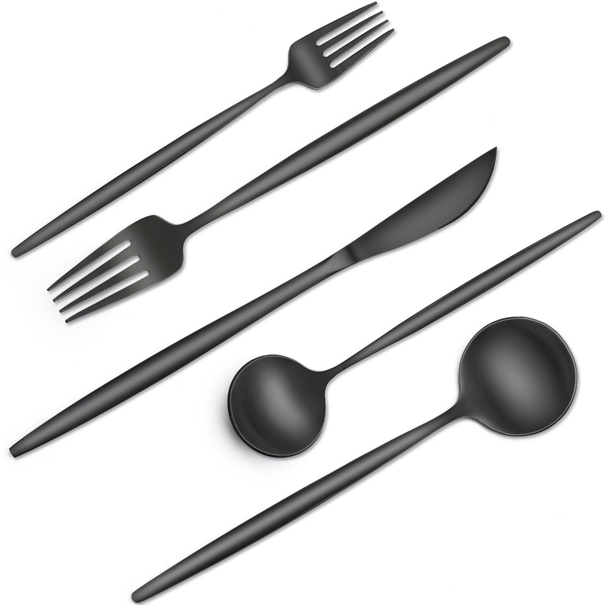 CACOLES 40-piece black silverware set with dinner forks for everyday elegance