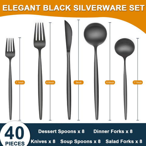 CACOLES black silverware set spoons for smooth dining and easy serving