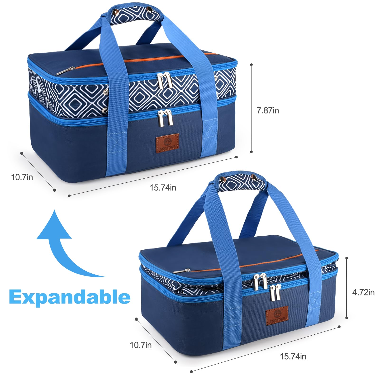 CaCTOUR expandable dual compartments for convenient stacking of multiple dishes