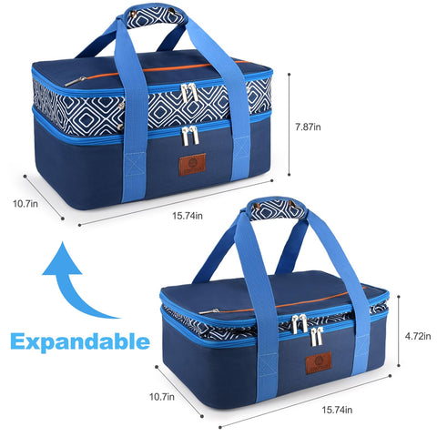 CaCTOUR expandable dual compartments for convenient stacking of multiple dishes