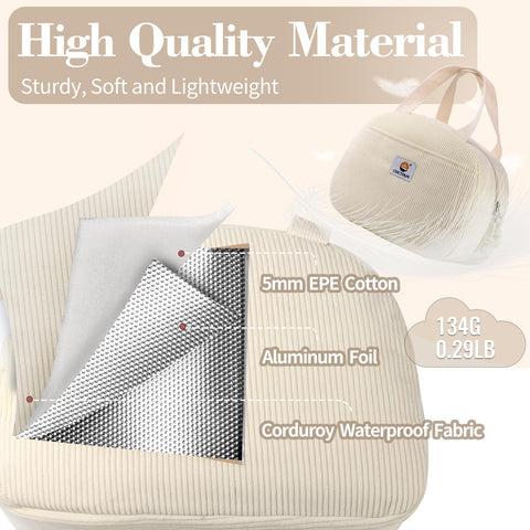 CaCTOUR corduroy lunch bag padded handle for comfortable carry