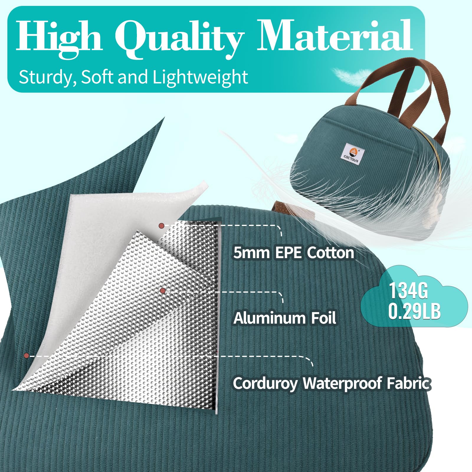CaCTOUR durable padded handle makes carrying comfortable for commuting or school.