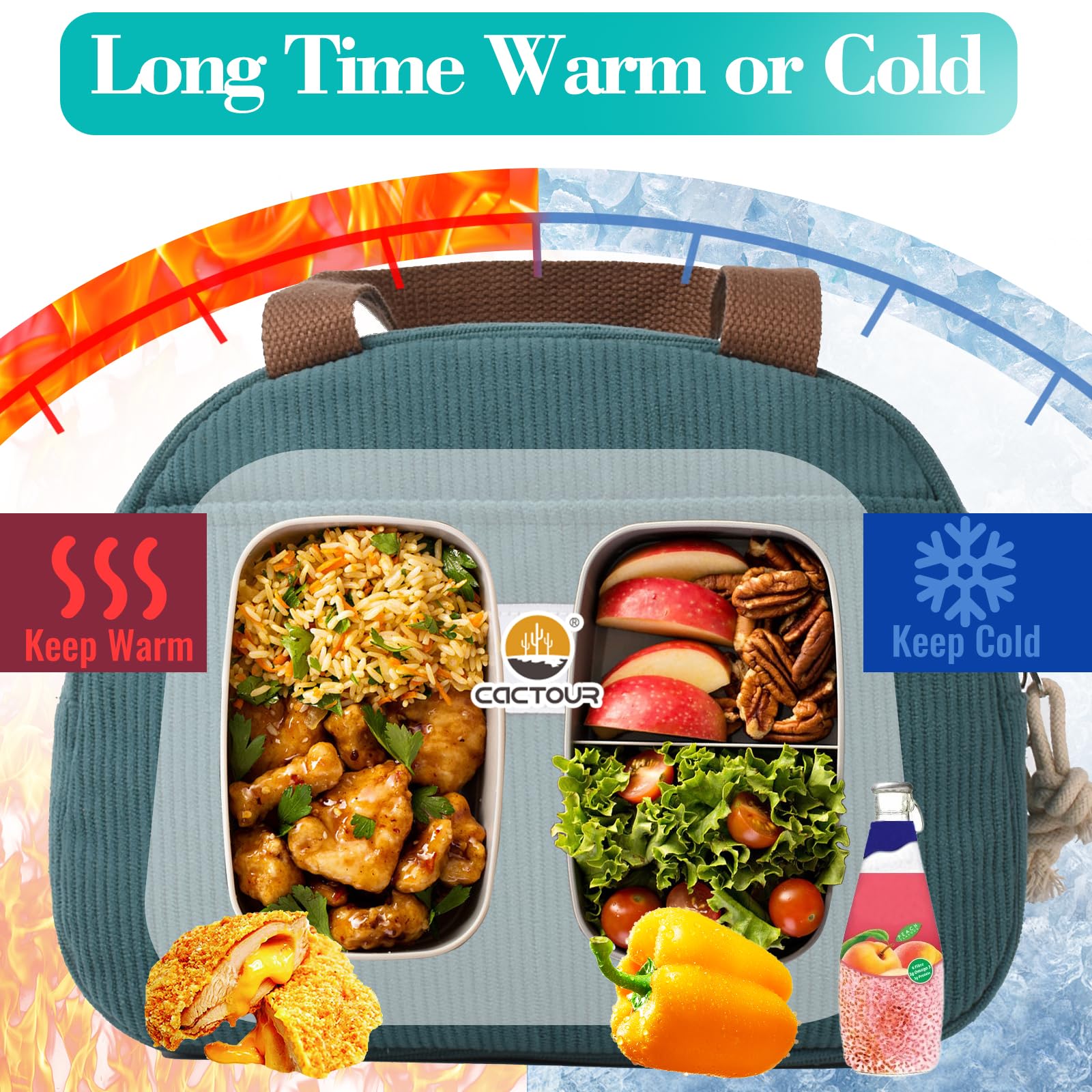 CaCTOUR insulated liner helps keep snacks fresh and at the right temperature.