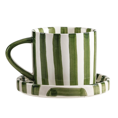 CACXKEP 8oz coffee mug with saucer for daily coffee rituals.