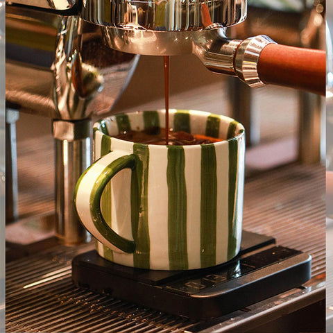 CACXKEP hand-painted striped mug adds bold style to any kitchen.