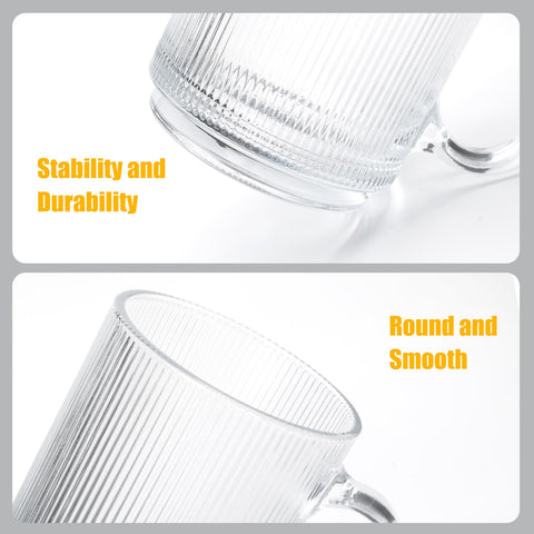 Cadamada clear glass tea and coffee mugs with sturdy grip