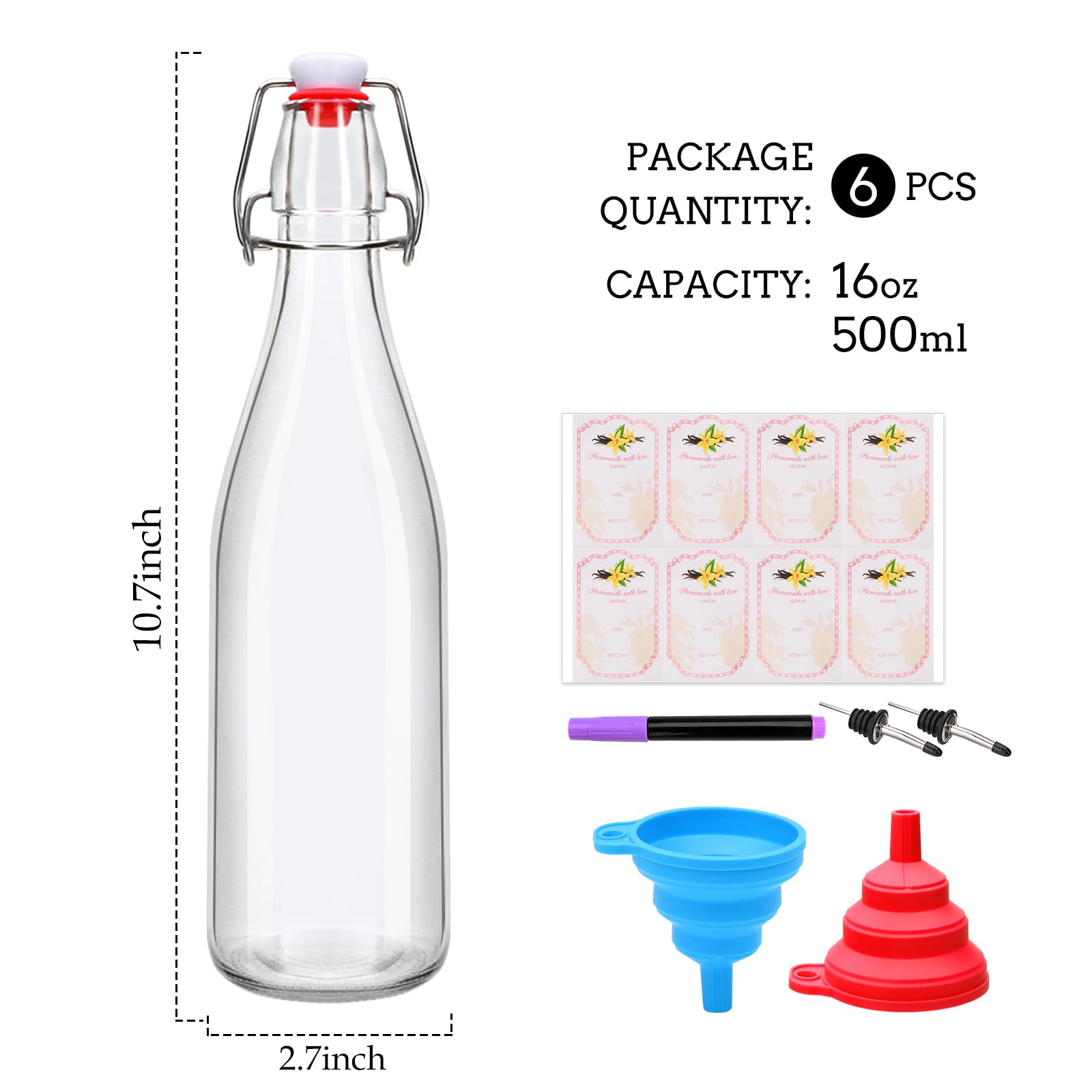 Cadamada glass flip-top bottle shown from the side highlighting durable construction.