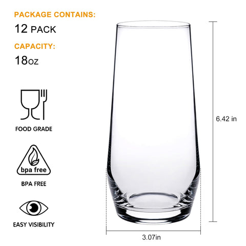 Cadamada highball glasses with safety rim for spill-free serving
