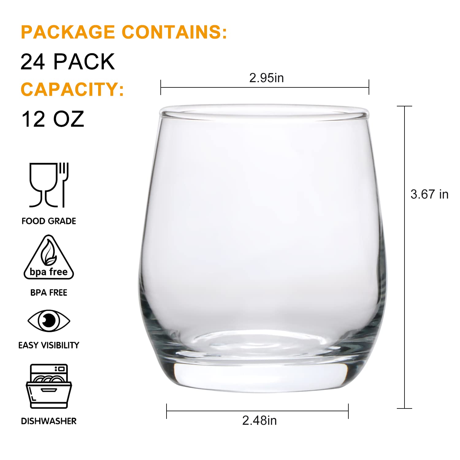 Cadamada stemless glass with anti-spill design to minimize splashes.