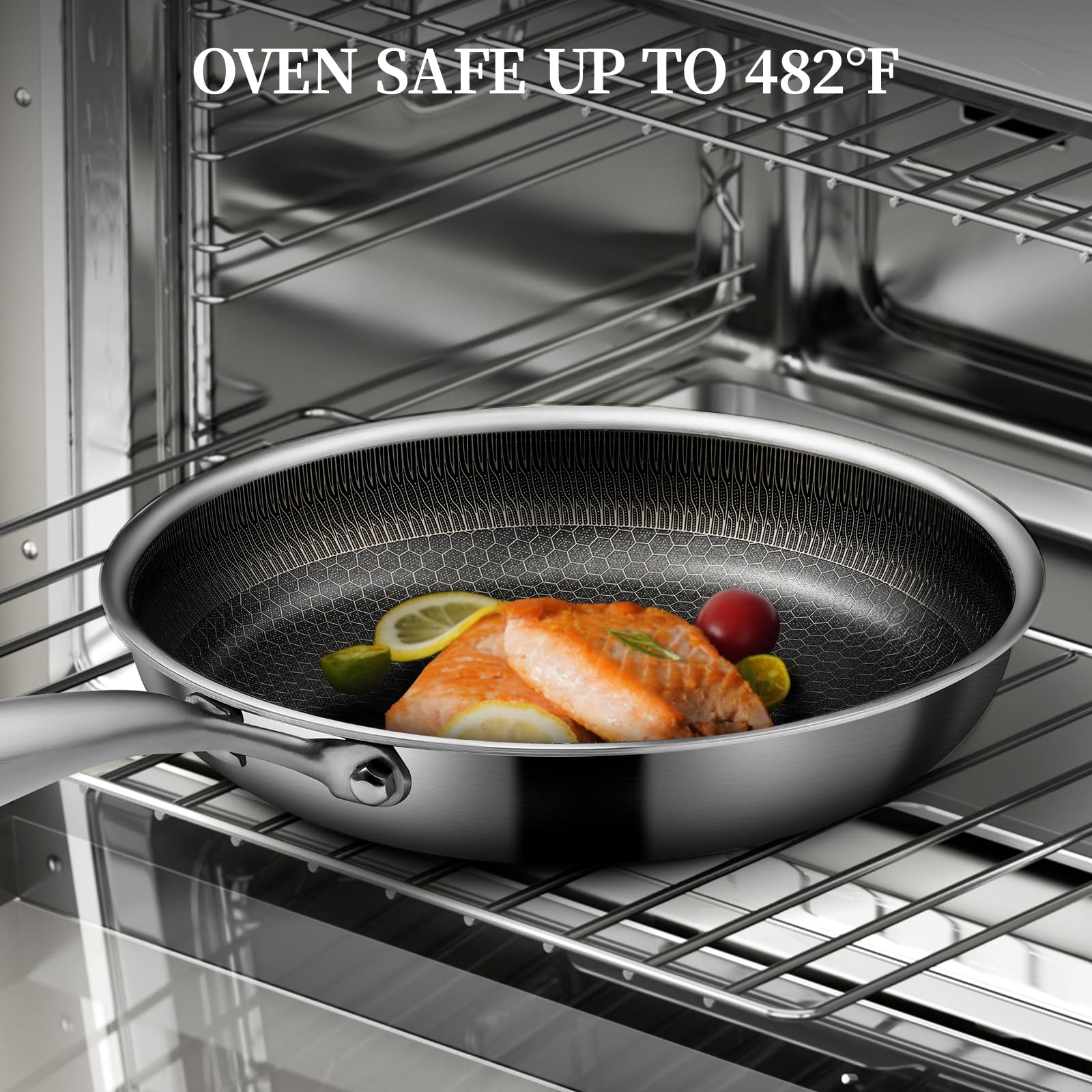 CADIVIZZO dishwasher-safe frying pan for easy cleanup after cooking.