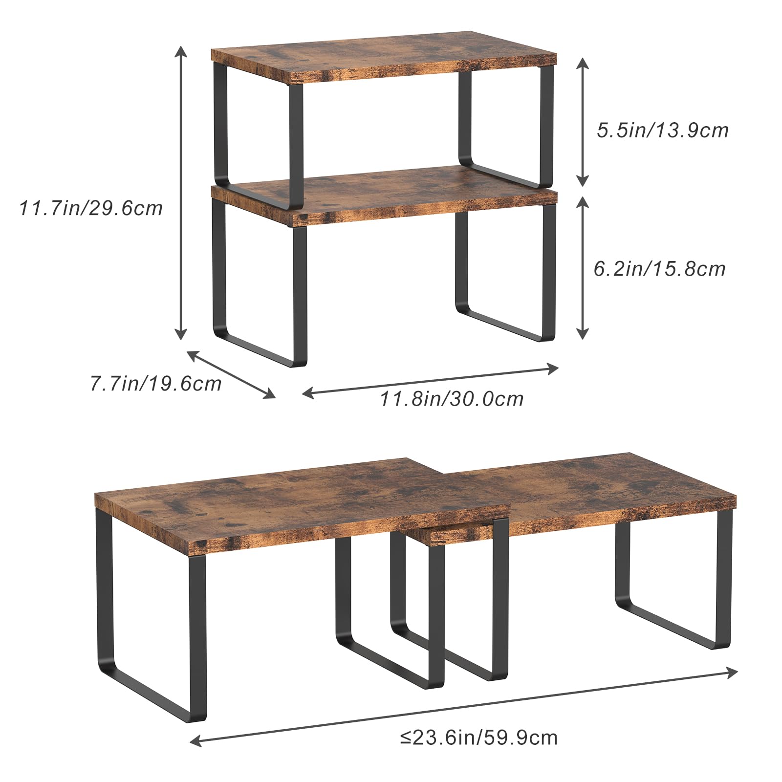 CADUKE rustic brown wood with black metal frame, durable and stylish.