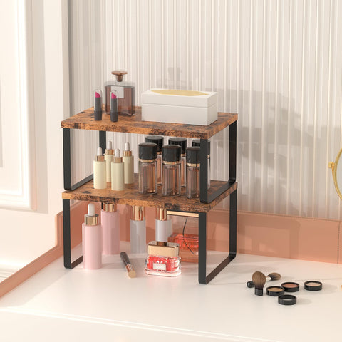 CADUKE each tier supports 33 pounds for plates and jars.