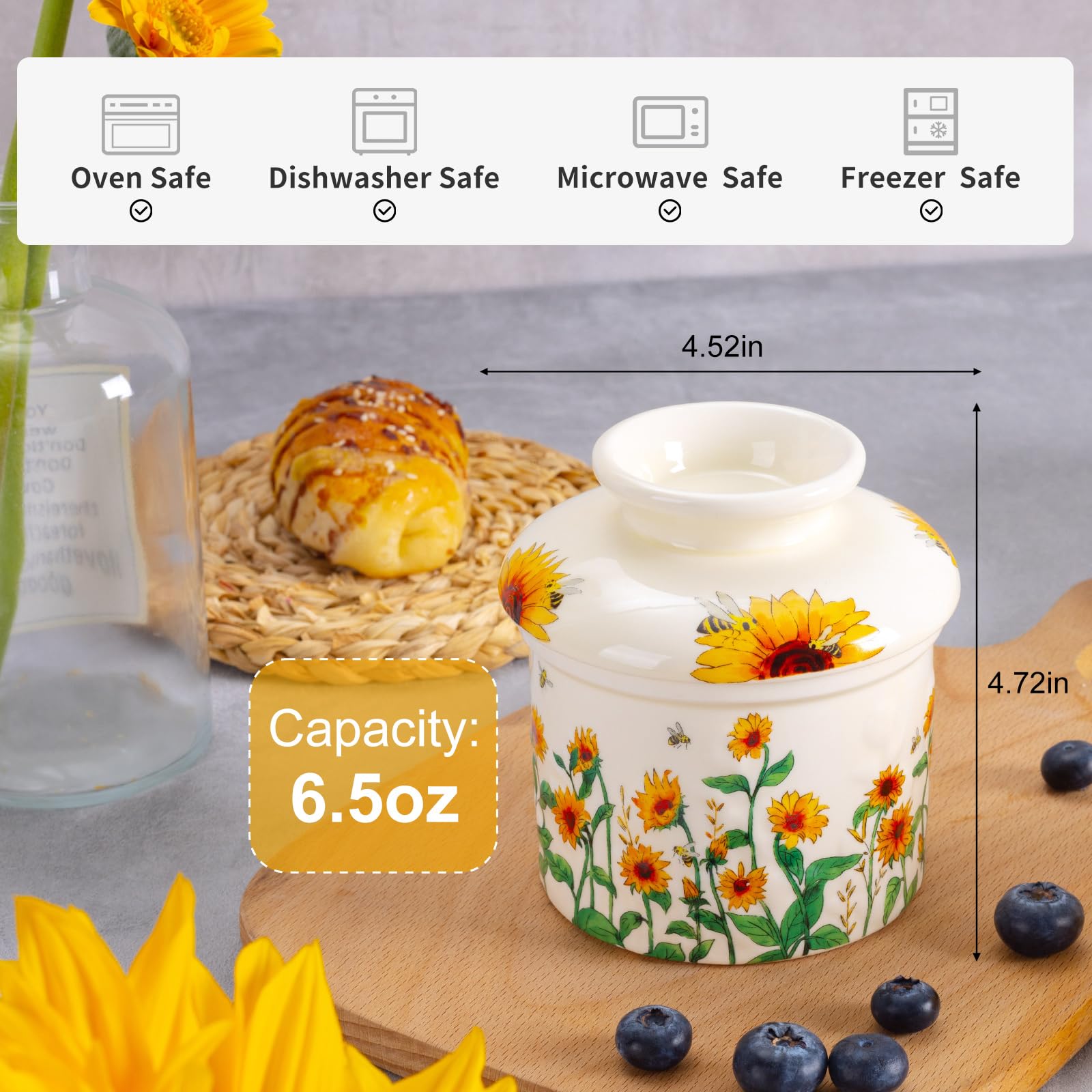 CADVJXZ butter keeper with water seal for easy, spreadable butter