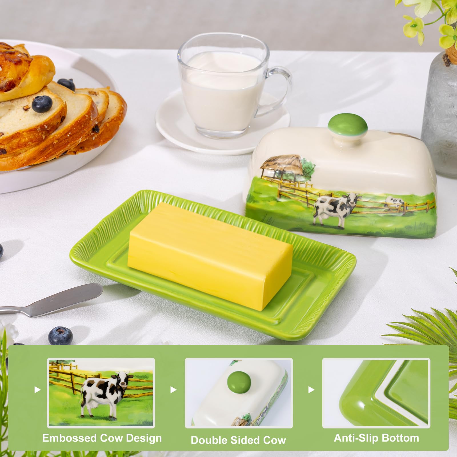 CADVJXZ sealed-lid butter dish protects butter from contamination